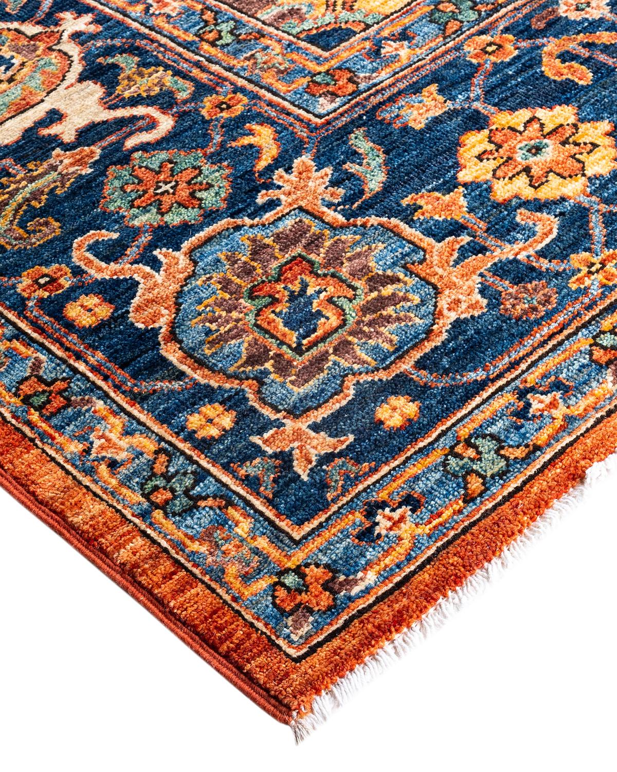 Persian rug-making at its finest inspired the rich colors, elaborate geometric motifs, and botanical detailing of the Serapi collection. With as many as 100 knots per inch, these handcrafted rugs are as durable as they are visually stunning, and