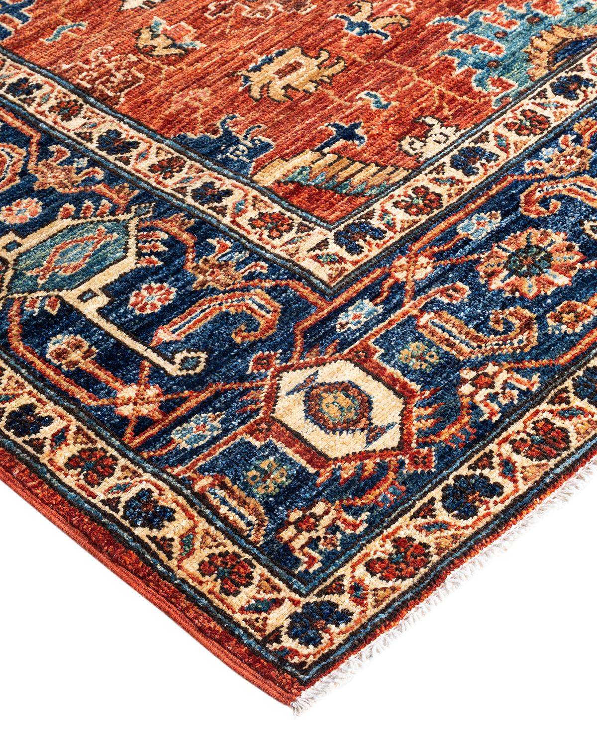 Persian rug-making at its finest inspired the rich colors, elaborate geometric motifs, and botanical detailing of the Serapi collection. With as many as 100 knots per inch, these handcrafted rugs are as durable as they are visually stunning, and