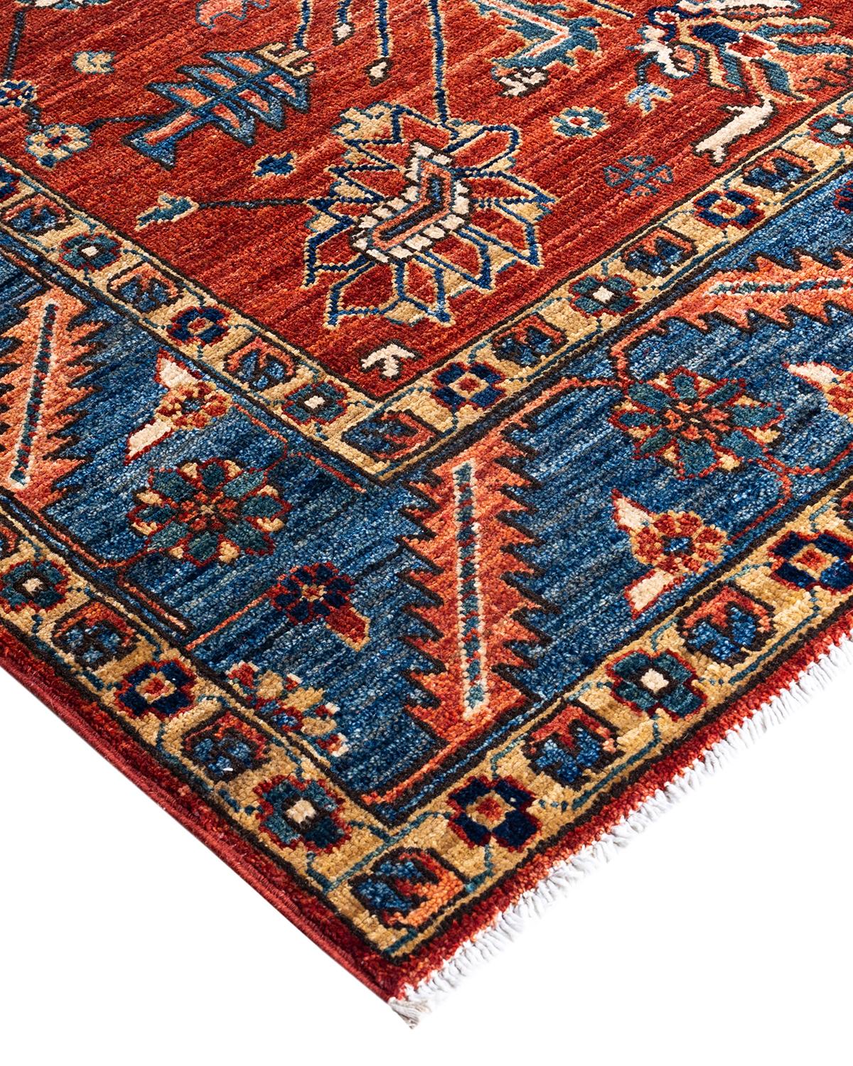 Persian rug-making at its finest inspired the rich colors, elaborate geometric motifs, and botanical detailing of the Serapi collection. With as many as 100 knots per inch, these handcrafted rugs are as durable as they are visually stunning, and