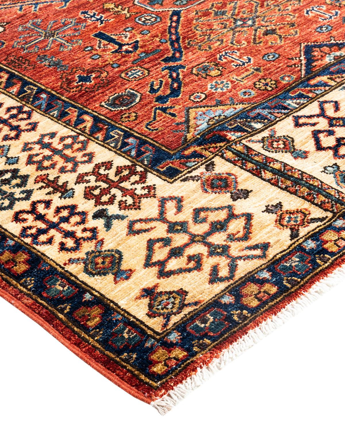 Persian rug-making at its finest inspired the rich colors, elaborate geometric motifs, and botanical detailing of the Serapi collection. With as many as 100 knots per inch, these handcrafted rugs are as durable as they are visually stunning, and