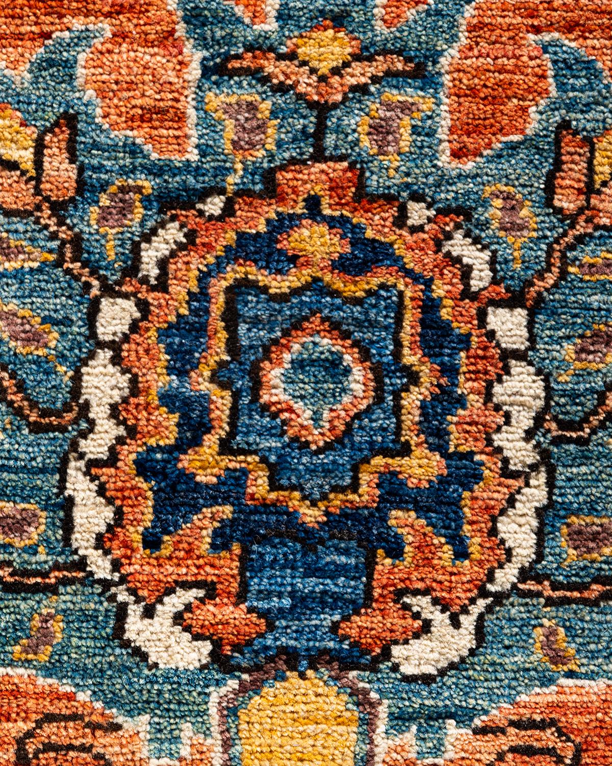 Pakistani Traditional Serapi Hand Knotted Wool Red Area Rug For Sale