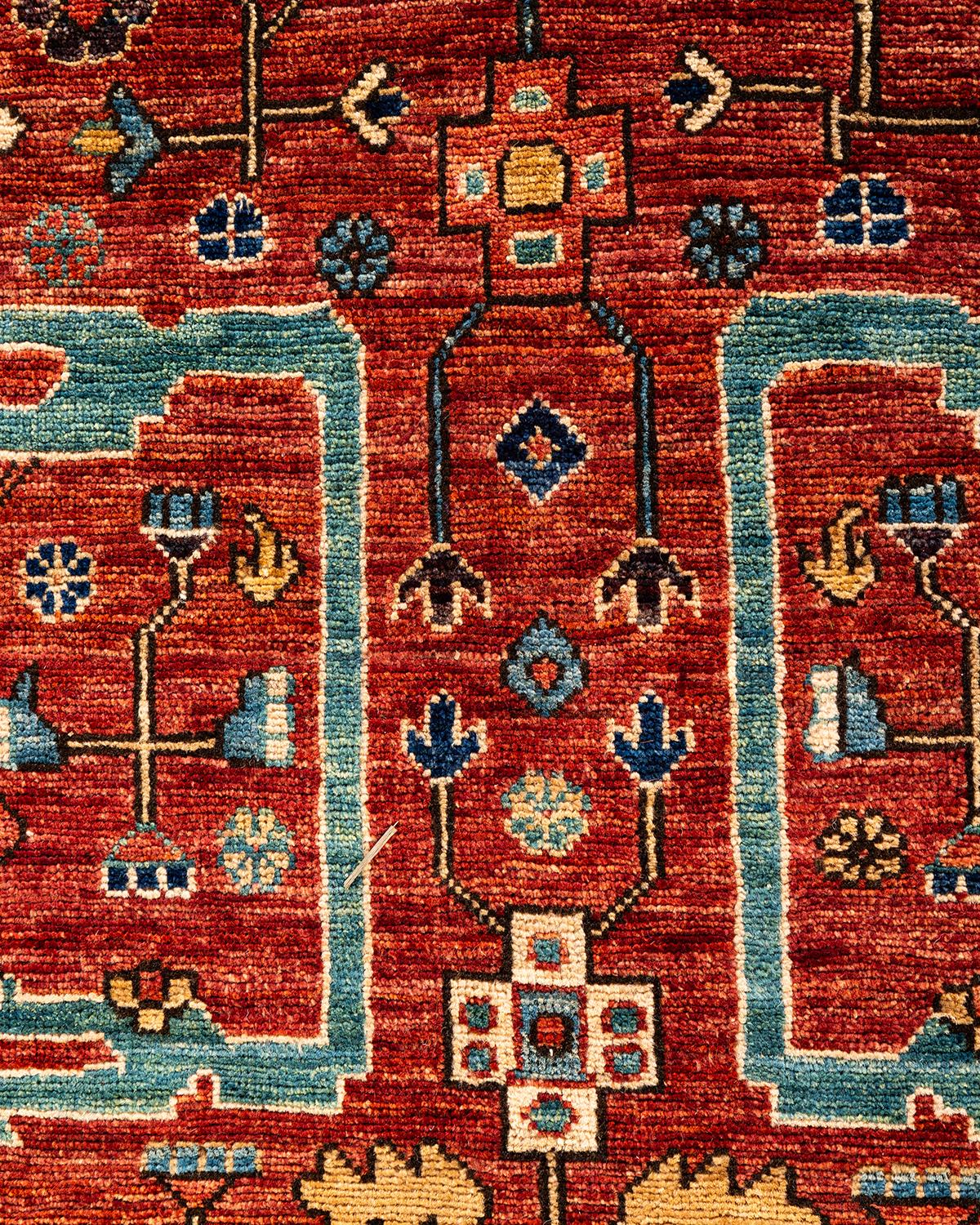 Pakistanais Tapis traditionnel Serapi rouge noué à la main en vente