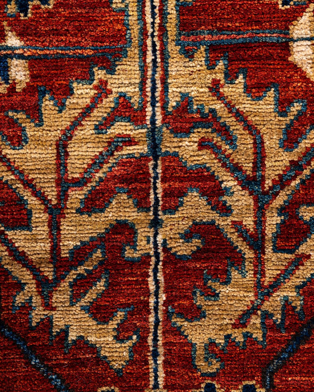 Pakistani Traditional Serapi Hand Knotted Wool Red Area Rug  For Sale