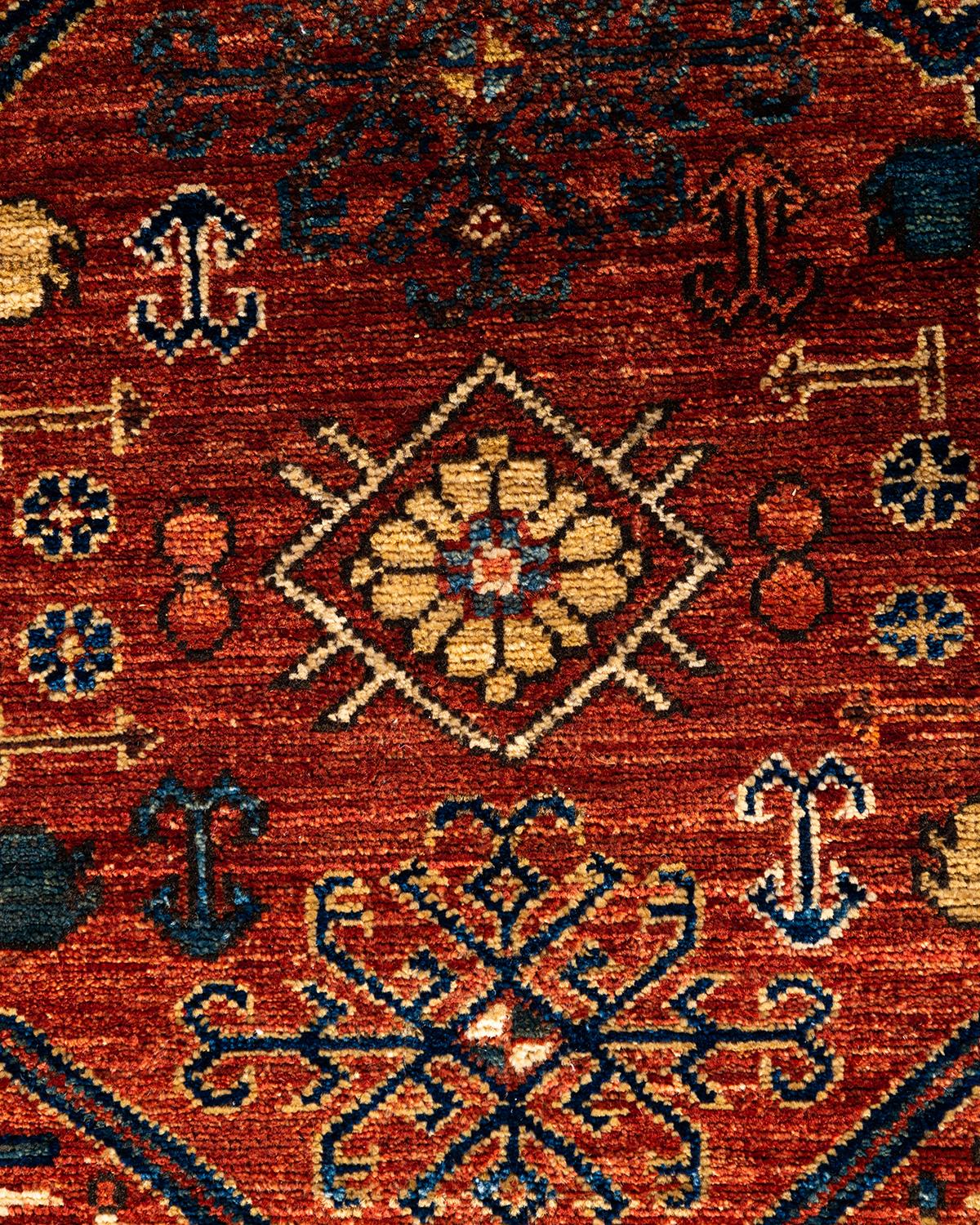 Pakistani Traditional Serapi Hand Knotted Wool Red Area Rug For Sale