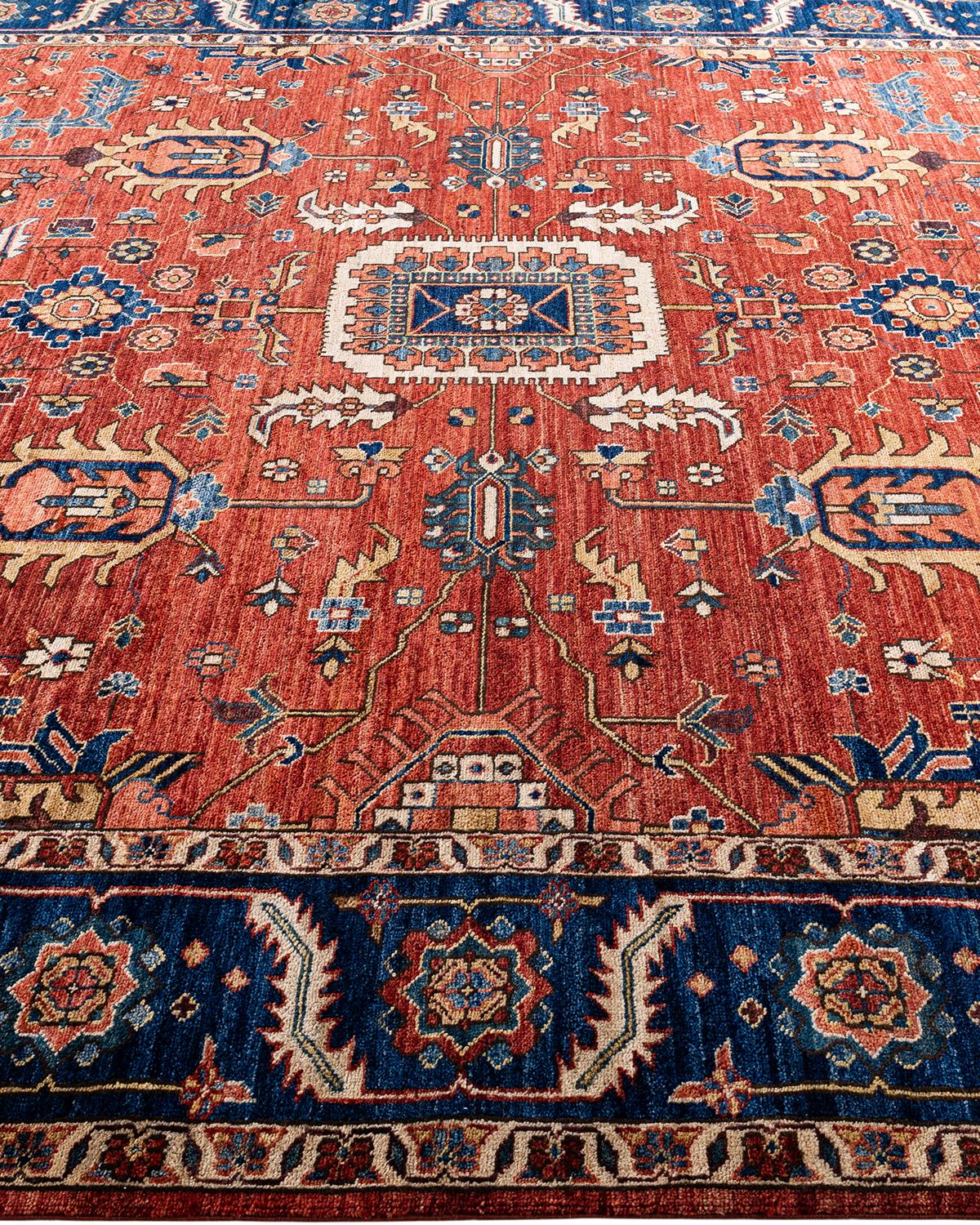  Traditioneller handgeknüpfter roter Serapi-Teppich aus Wolle im Zustand „Neu“ im Angebot in Norwalk, CT