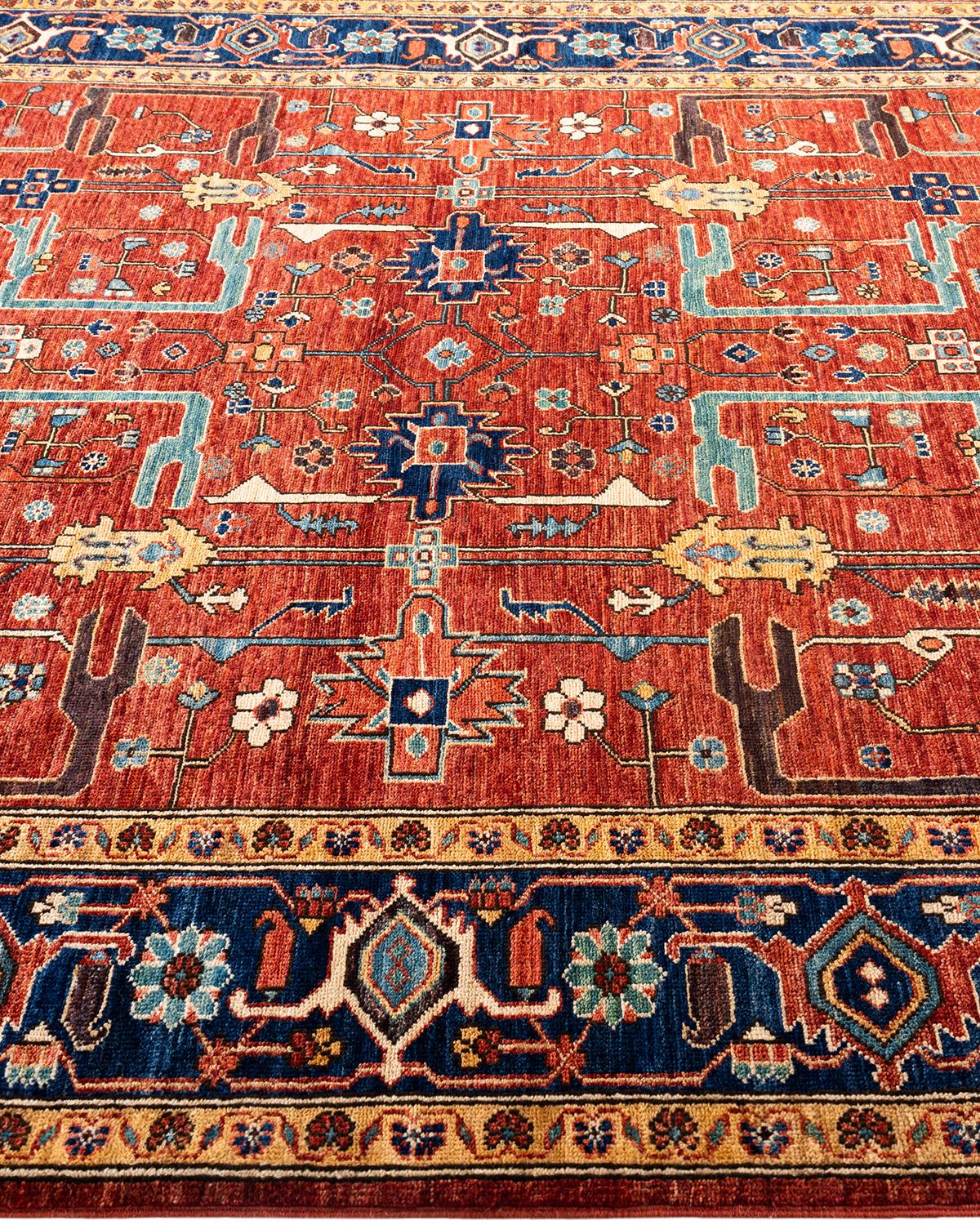  Traditional Serapi Hand Knotted Wool Red Area Rug In New Condition For Sale In Norwalk, CT