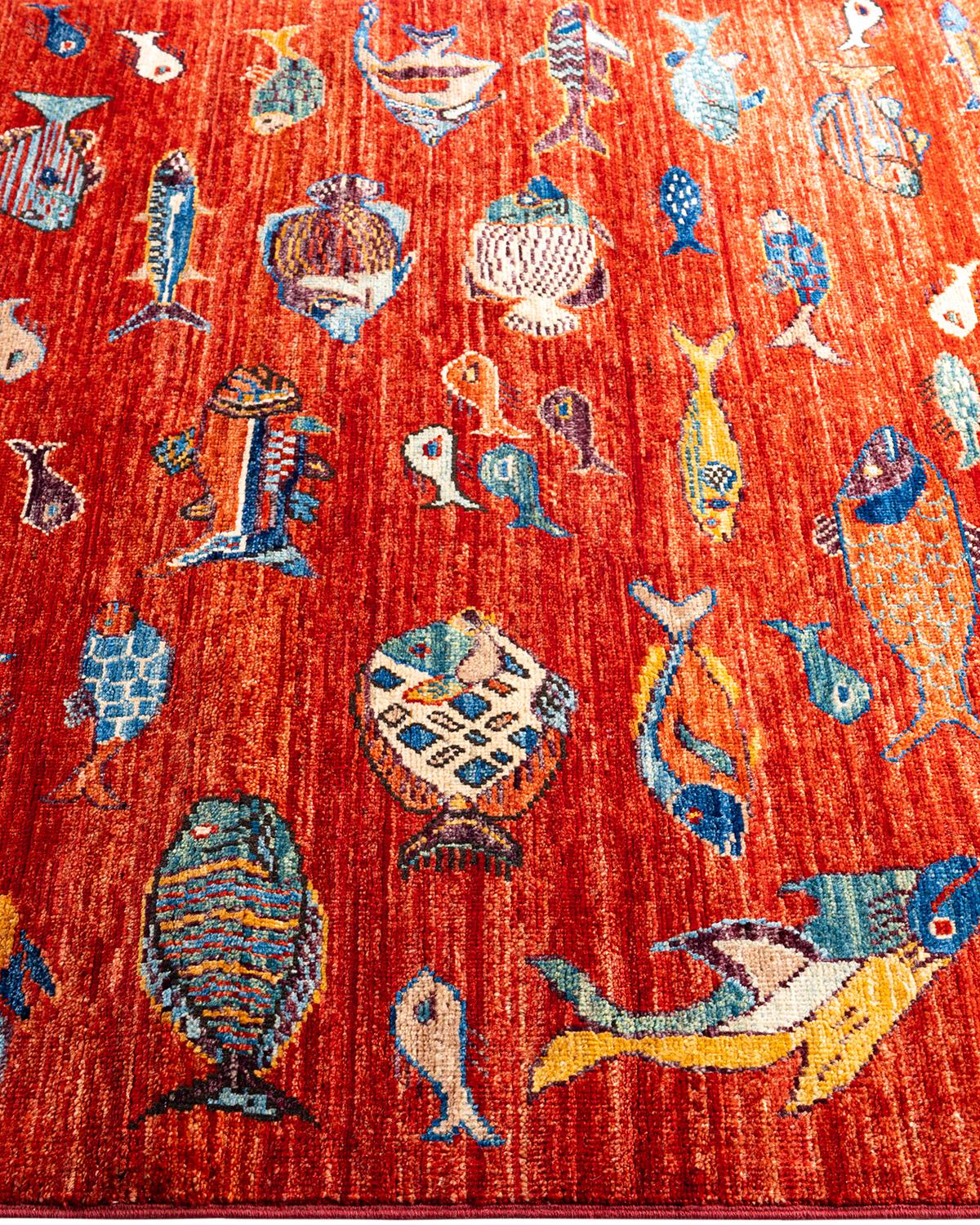 Tappeto tradizionale Serapi in lana annodata a mano di colore rosso In condizioni Nuovo in vendita a Norwalk, CT