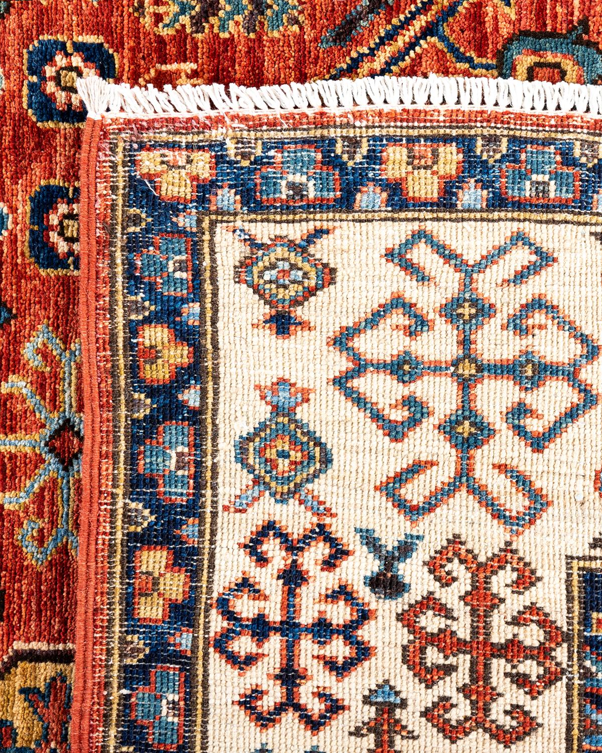 XXIe siècle et contemporain  Tapis traditionnel Serapi rouge noué à la main en vente