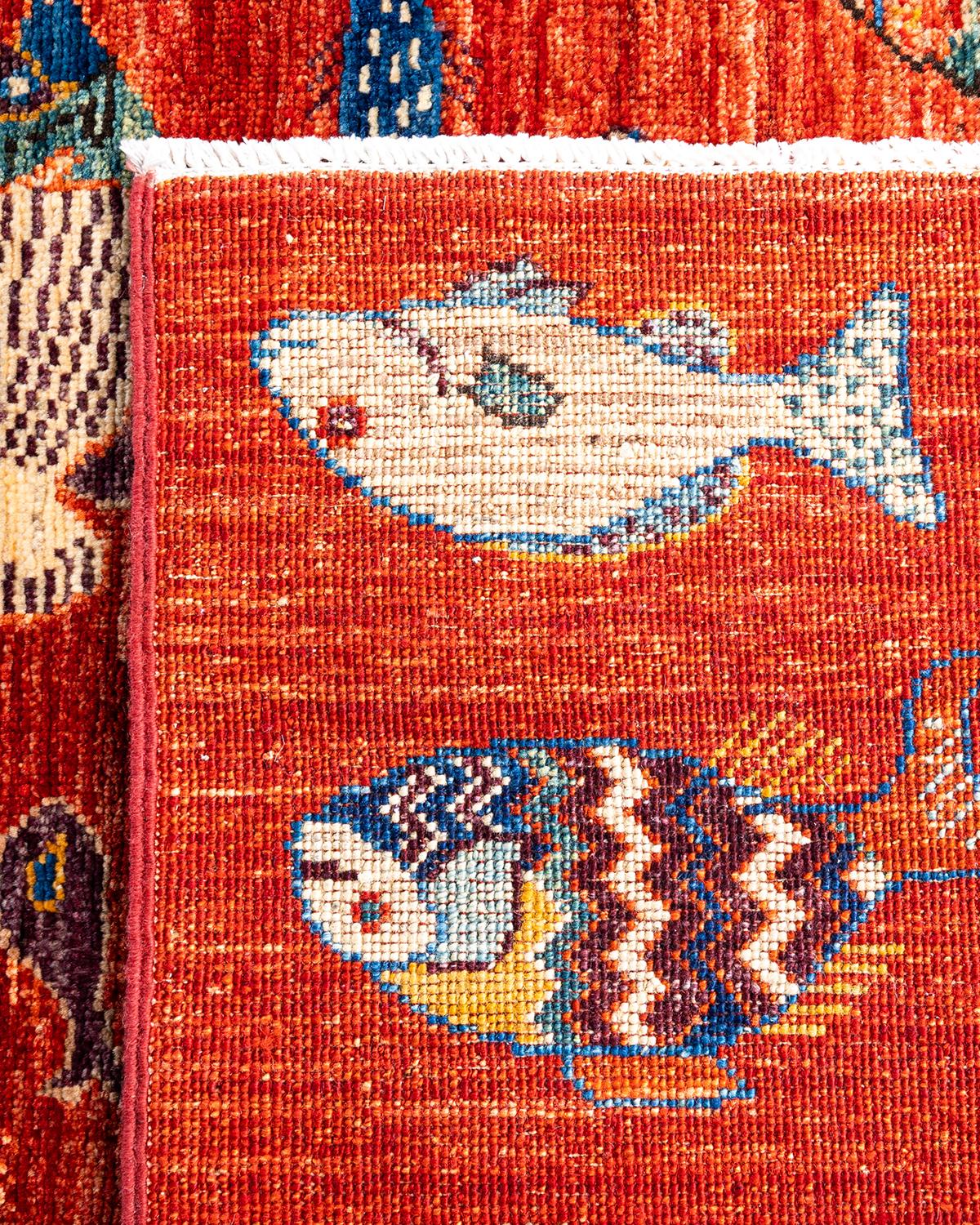 XXI secolo e contemporaneo Tappeto tradizionale Serapi in lana annodata a mano di colore rosso in vendita