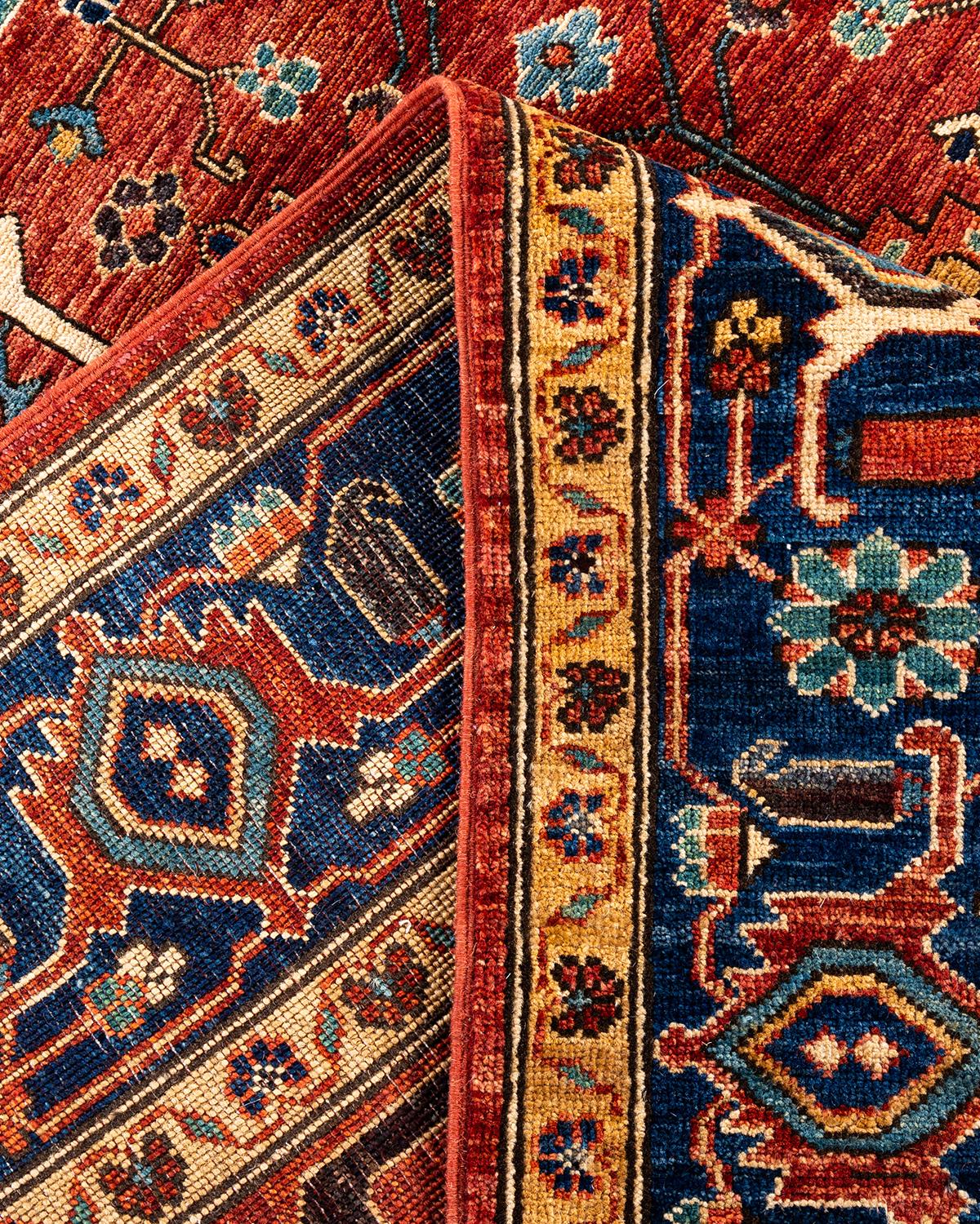 Laine Tapis traditionnel Serapi rouge noué à la main en vente
