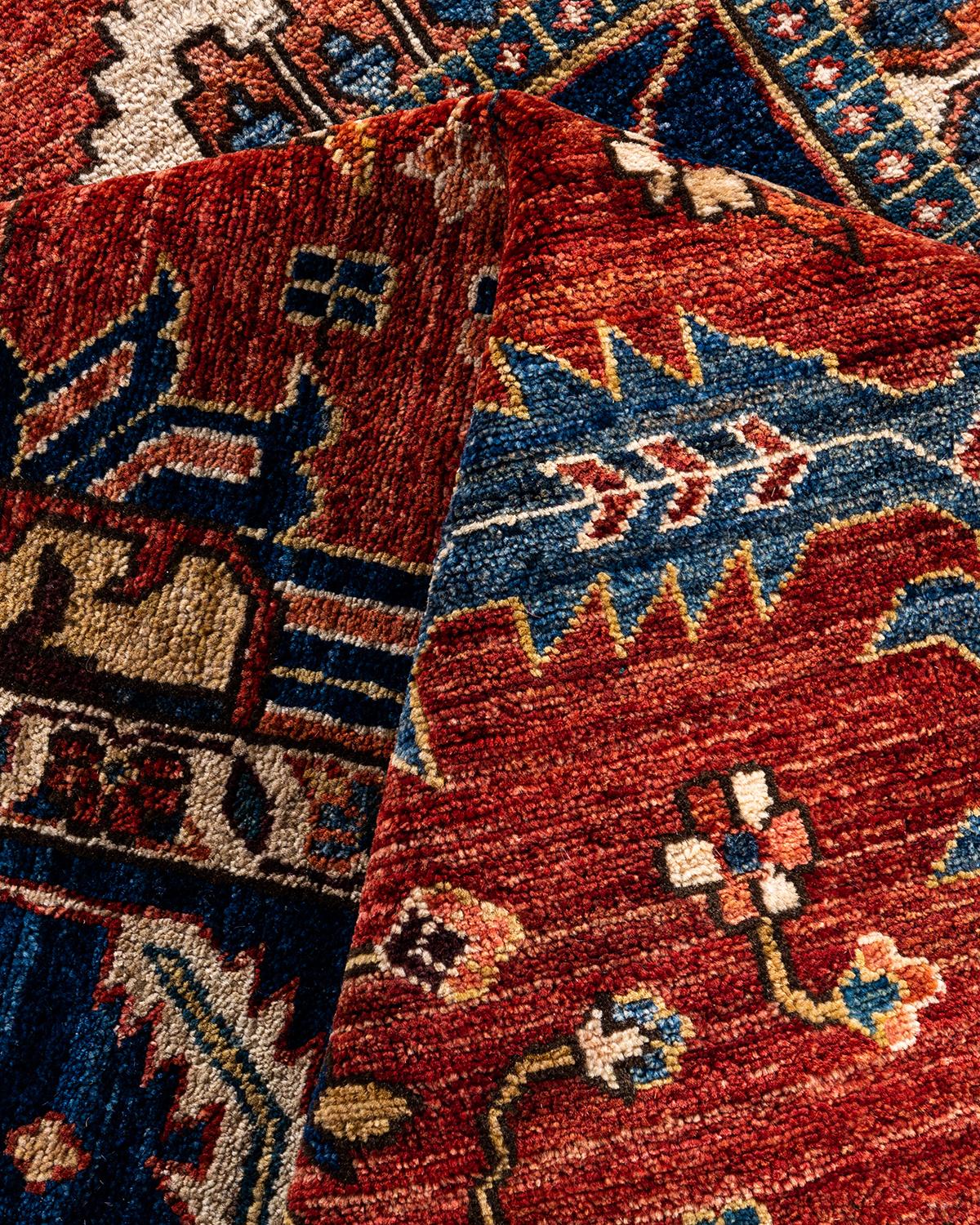  Traditioneller handgeknüpfter roter Serapi-Teppich aus Wolle im Angebot 2