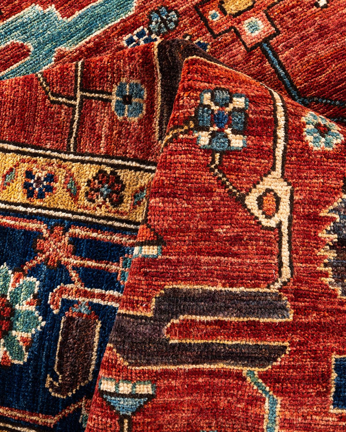 Tapis traditionnel Serapi rouge noué à la main en vente 1