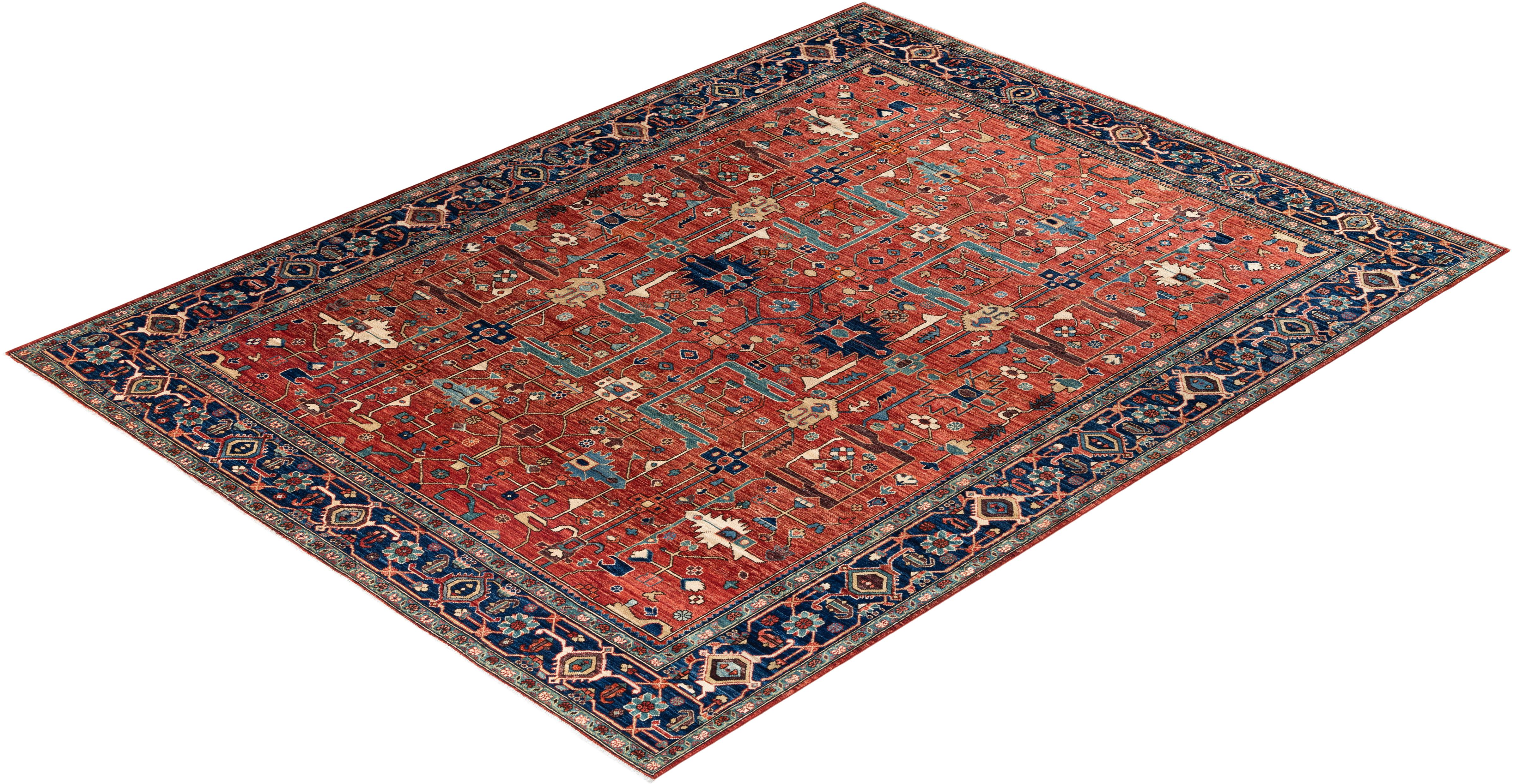 Traditional Serapi Hand Knotted Wool Red Area Rug For Sale 3
