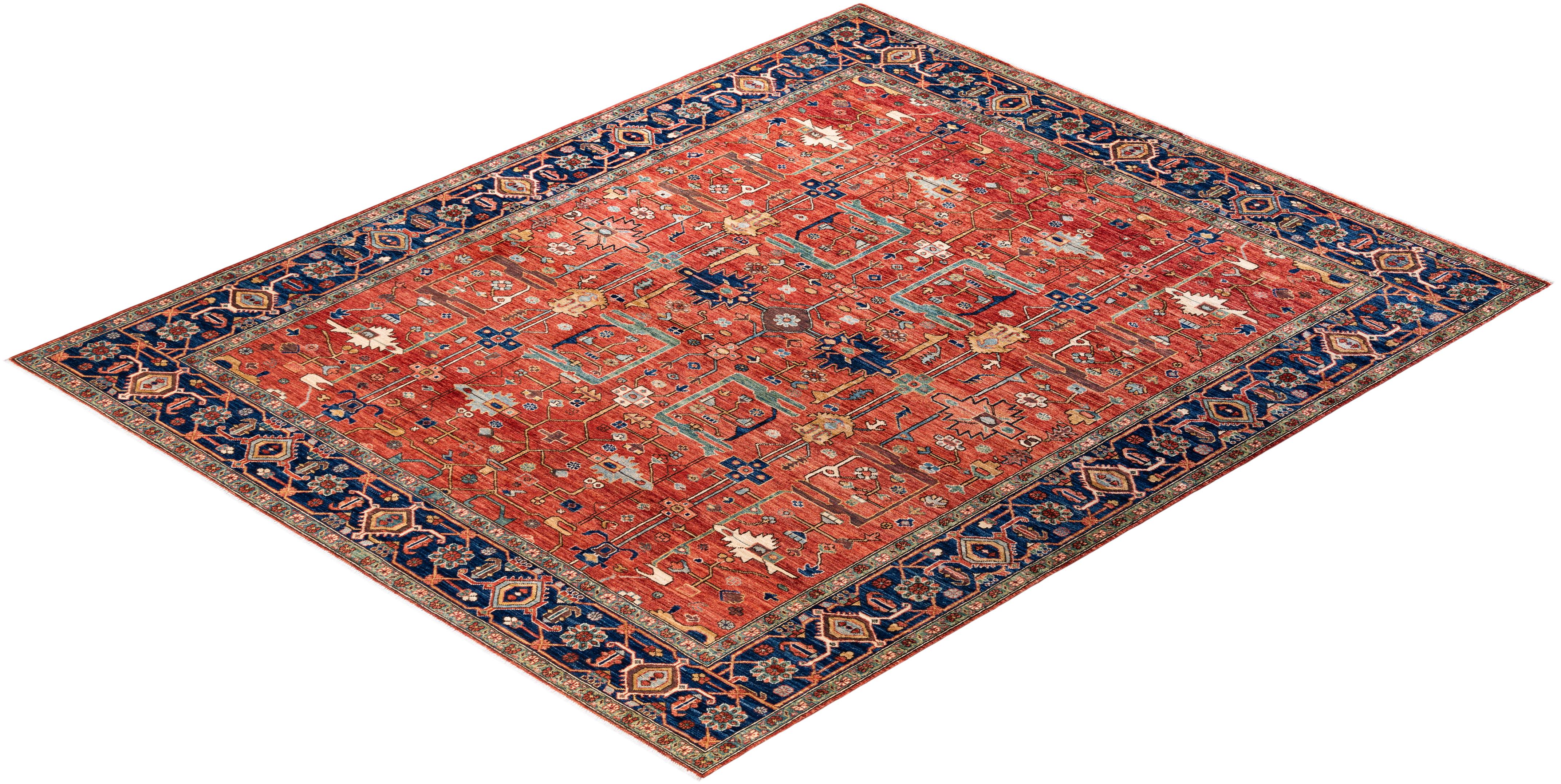 Traditional Serapi Hand Knotted Wool Red Area Rug  For Sale 3