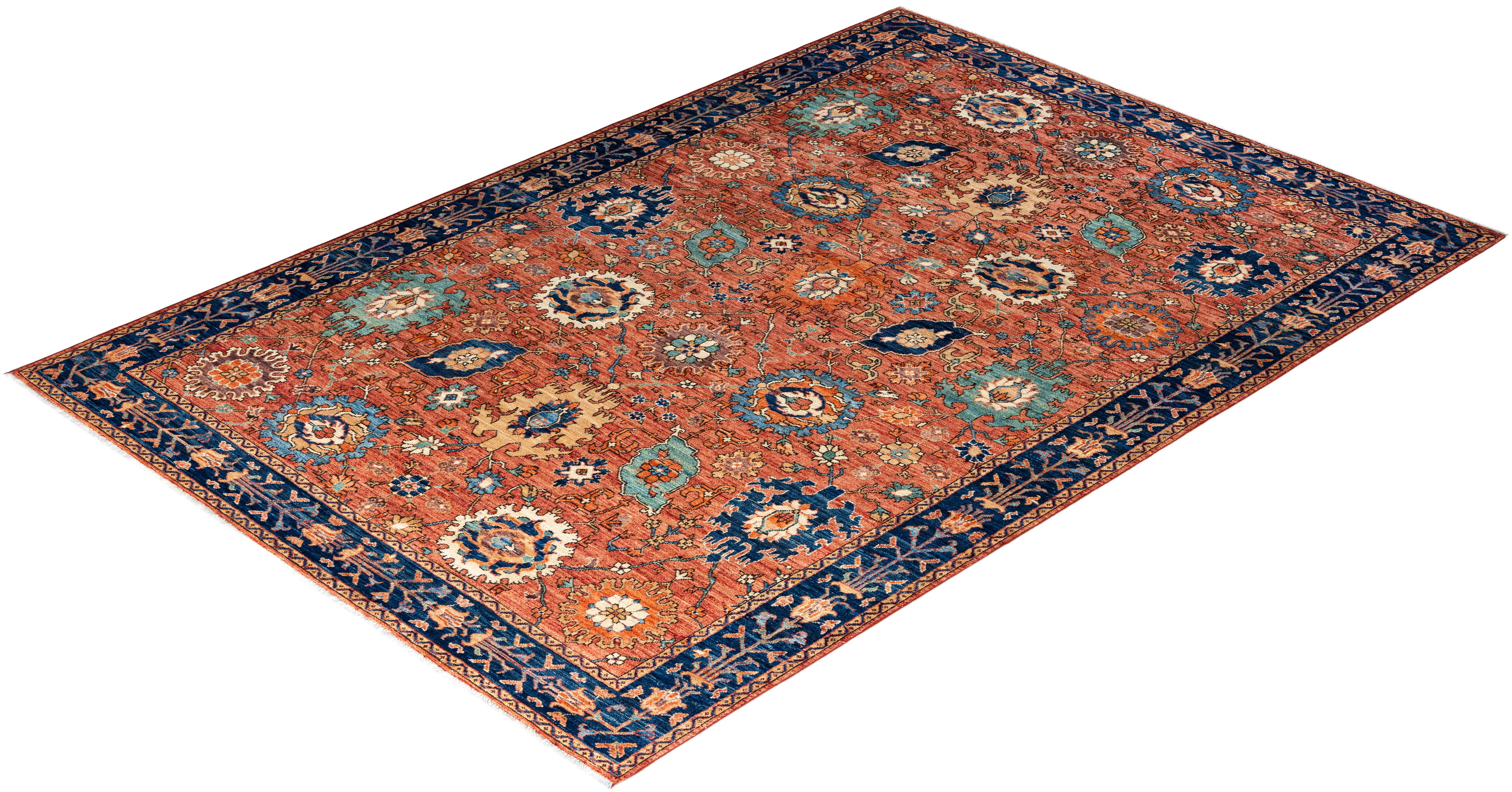  Traditional Serapi Hand Knotted Wool Red Area Rug For Sale 3