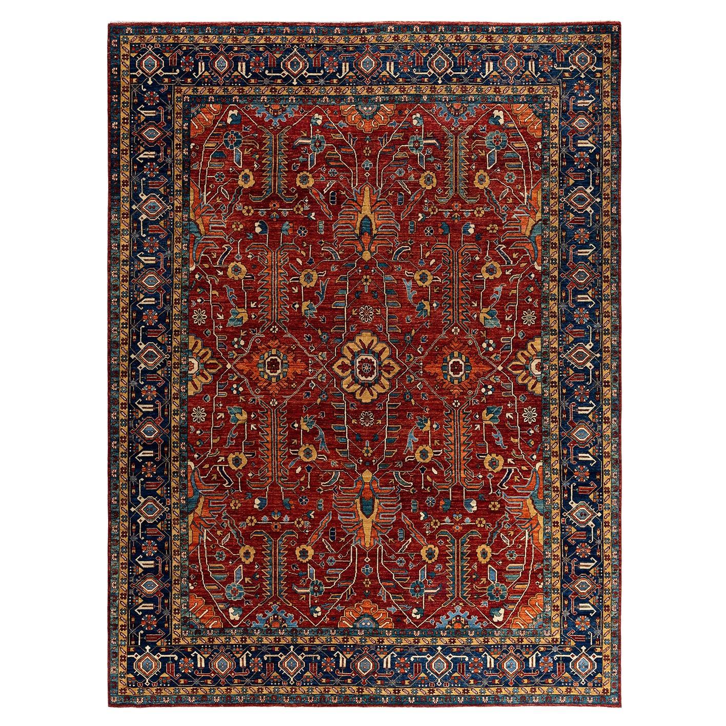 Traditional Serapi Hand Knotted Wool Red Area Rug 