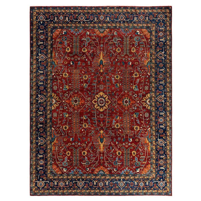Traditional Serapi Hand Knotted Wool Red Area Rug For Sale at 1stDibs