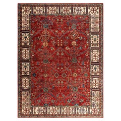Traditional Serapi Hand Knotted Wool Red Area Rug