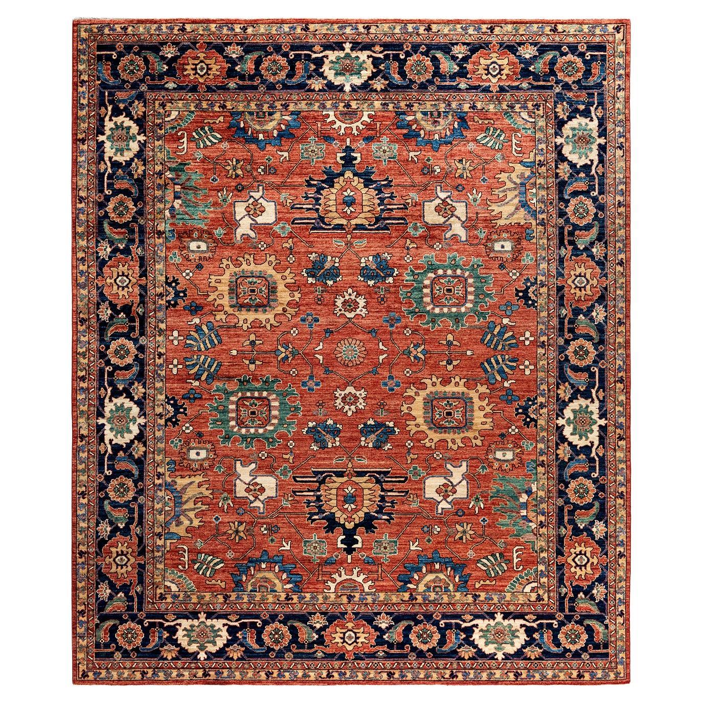 Traditional Serapi Hand Knotted Wool Red Area Rug For Sale