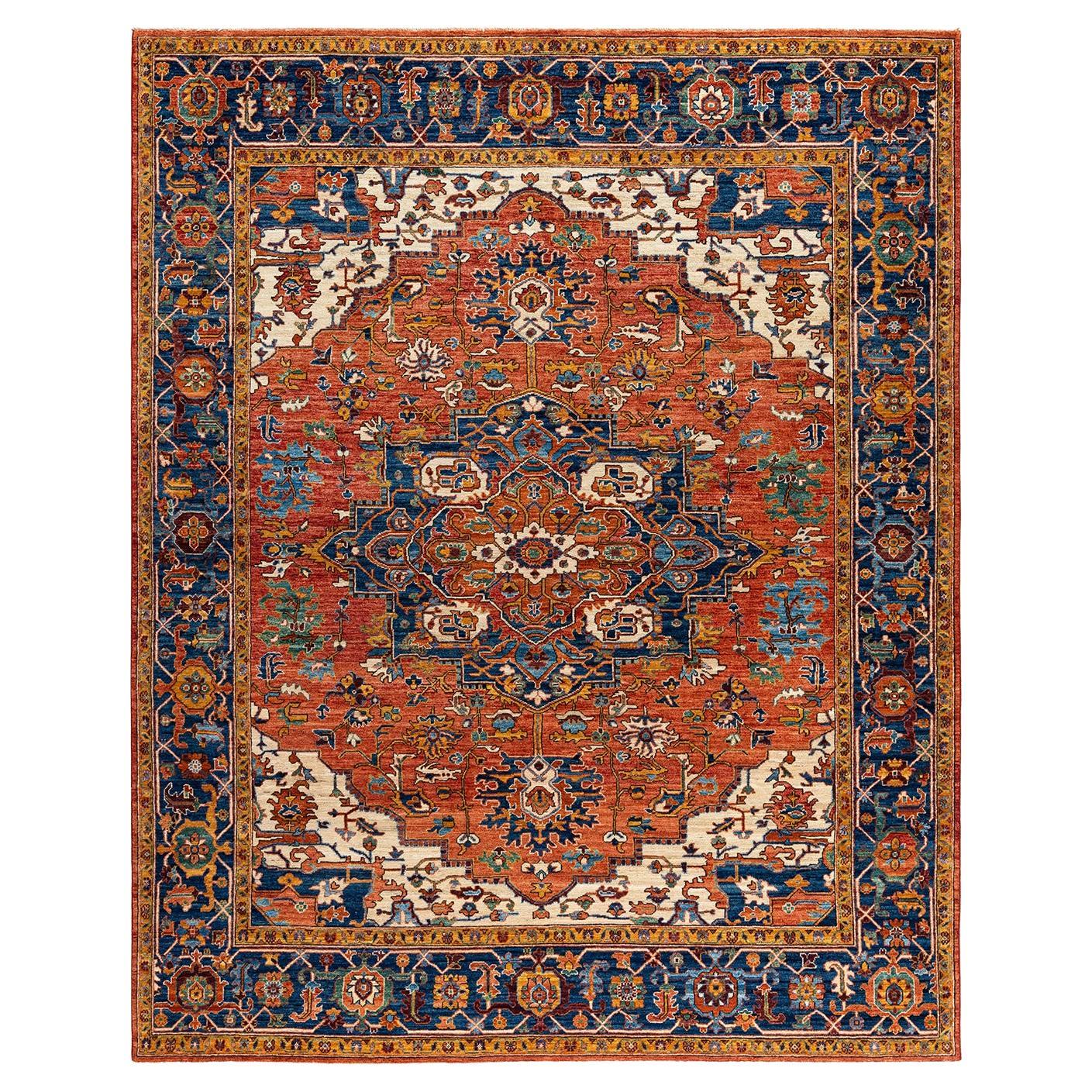  Traditional Serapi Hand Knotted Wool Red Area Rug