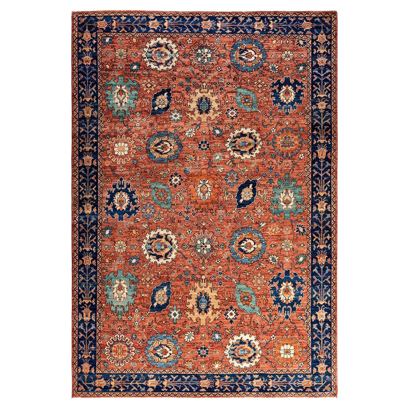  Traditional Serapi Hand Knotted Wool Red Area Rug For Sale