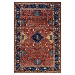 Tapis traditionnel Serapi rouge noué à la main