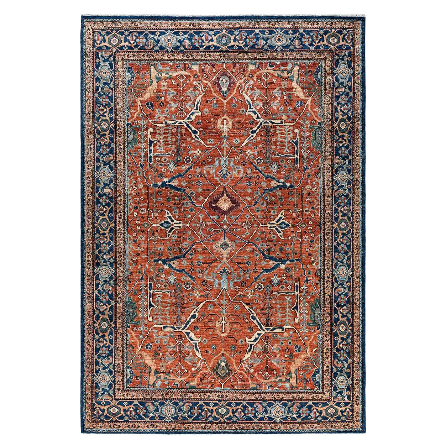 Tapis traditionnel Serapi rouge noué à la main