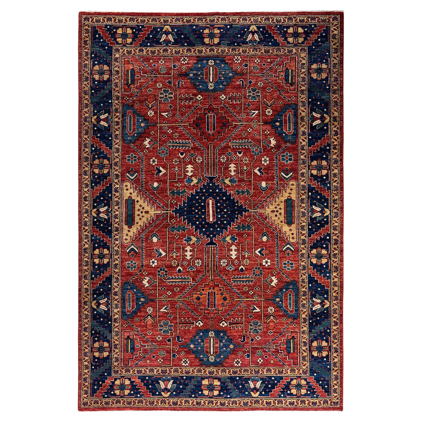  Traditional Serapi Hand Knotted Wool Red Area Rug For Sale