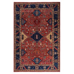  Traditional Serapi Hand Knotted Wool Red Area Rug