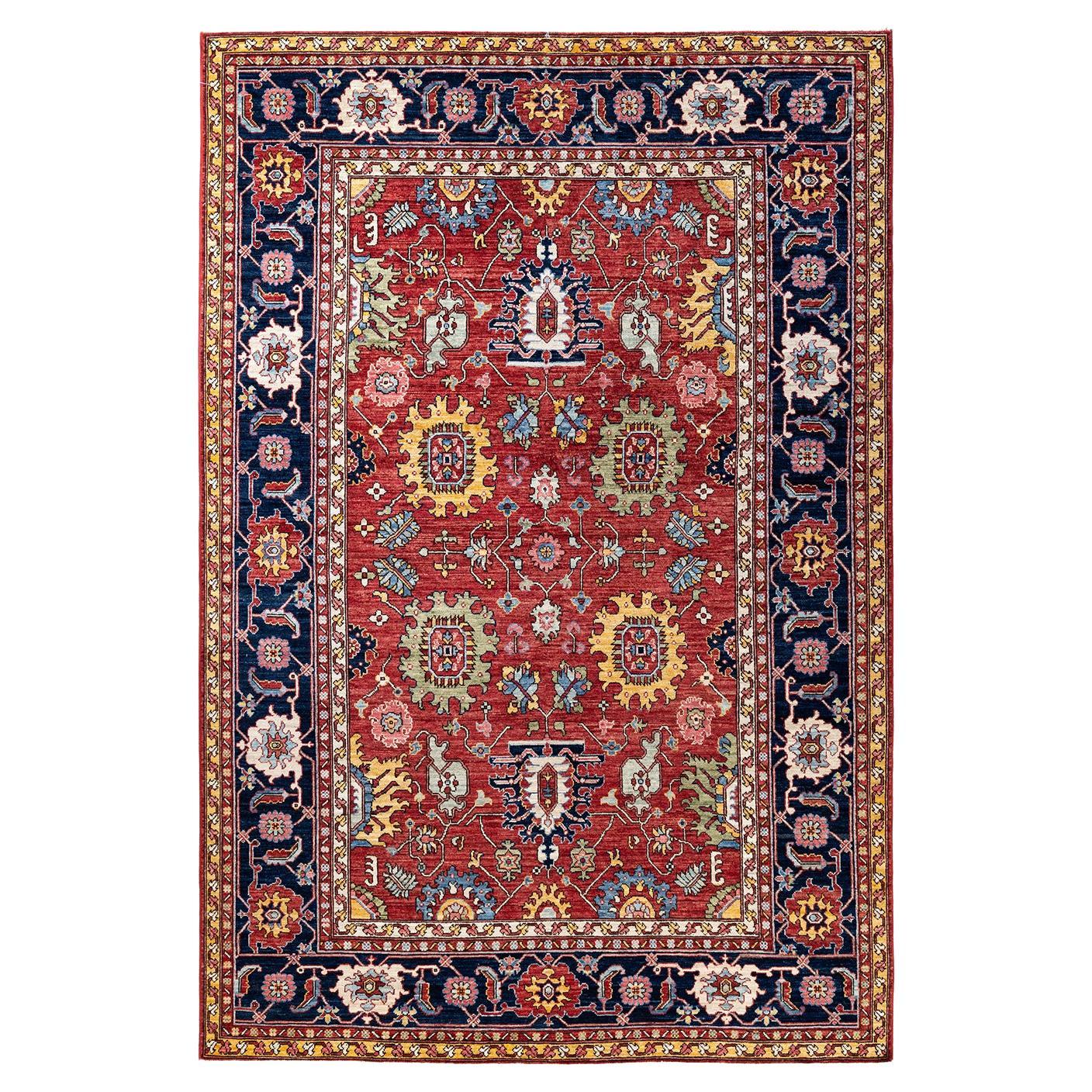 Traditional Serapi Hand Knotted Wool Red Area Rug For Sale at 1stDibs