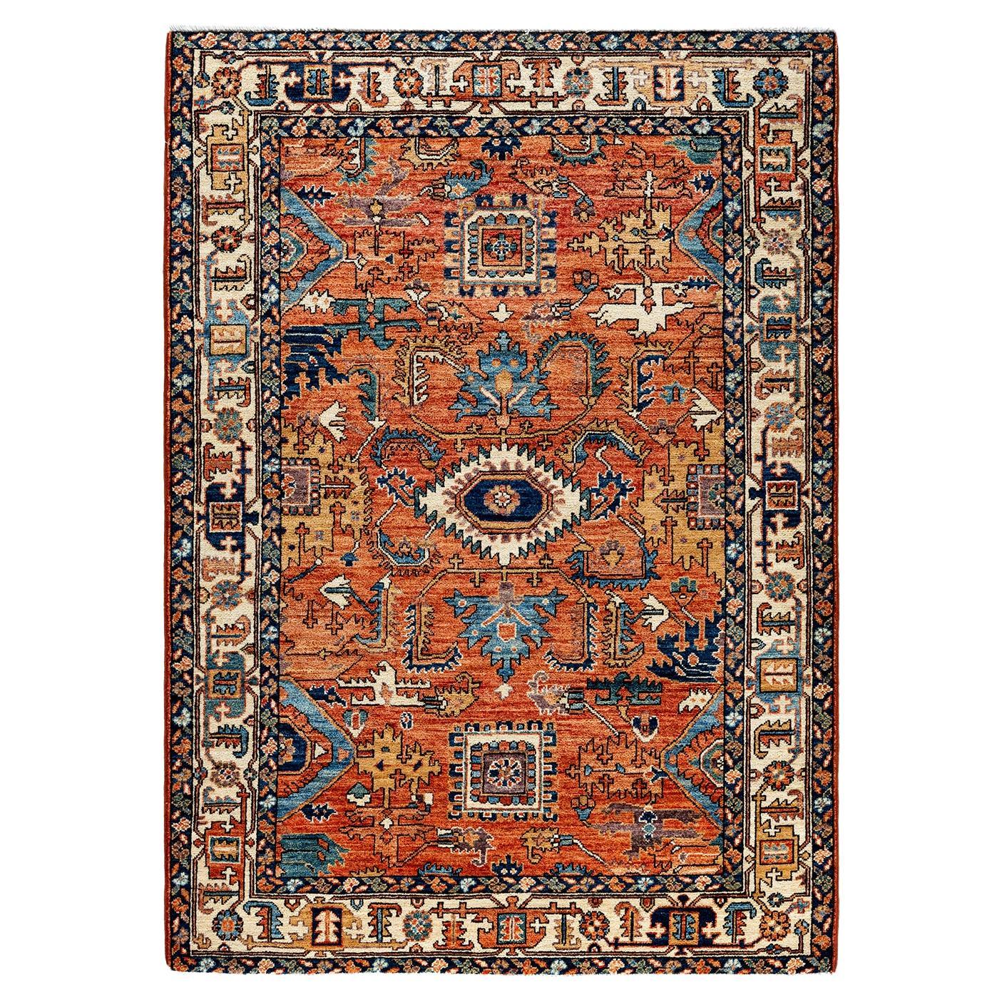  Traditional Serapi Hand Knotted Wool Red Area Rug For Sale