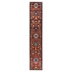 Traditional Serapi Hand Knotted Wool Red Runner 2' 7" x 14' 2"