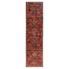Traditional Serapi Hand Knotted Wool Red Runner 2' 7" x 8' 11"