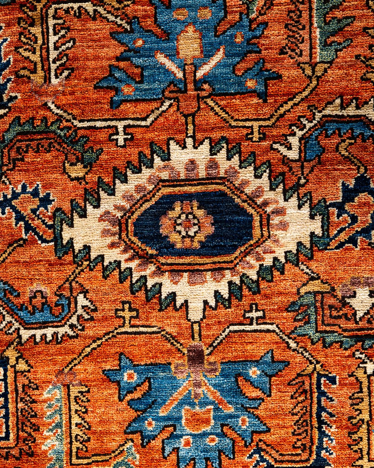 Pakistanais Tapis traditionnel Serapi rouge noué à la main 2' 7