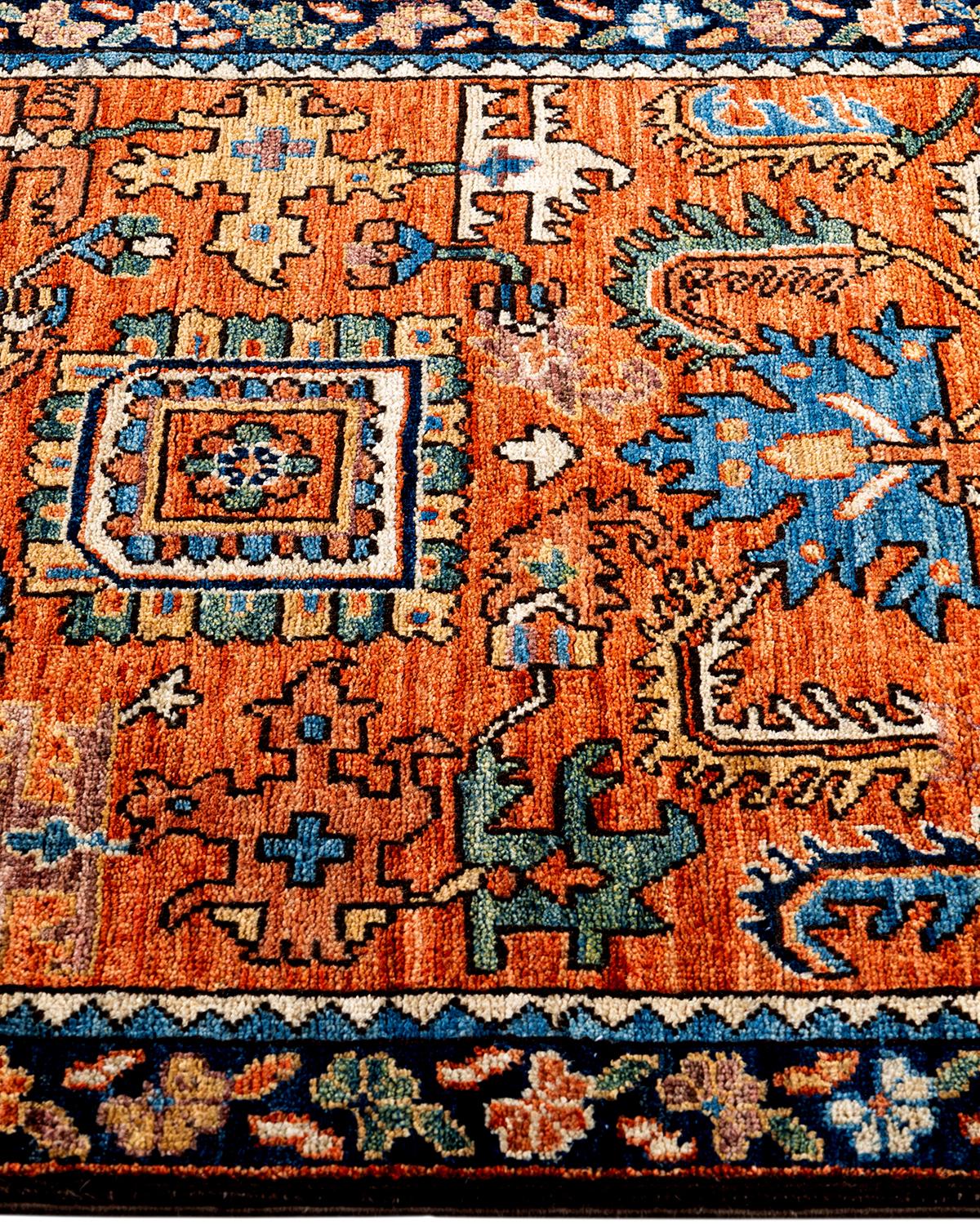 Tapis traditionnel Serapi rouge noué à la main 2' 7