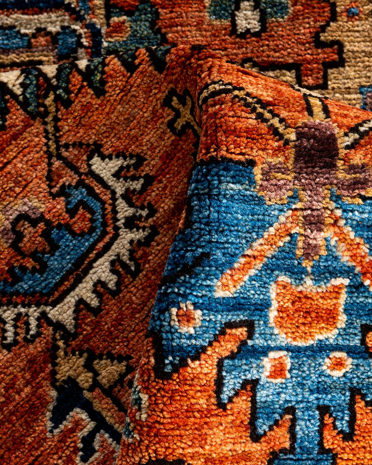 Tapis traditionnel Serapi rouge noué à la main 2' 7