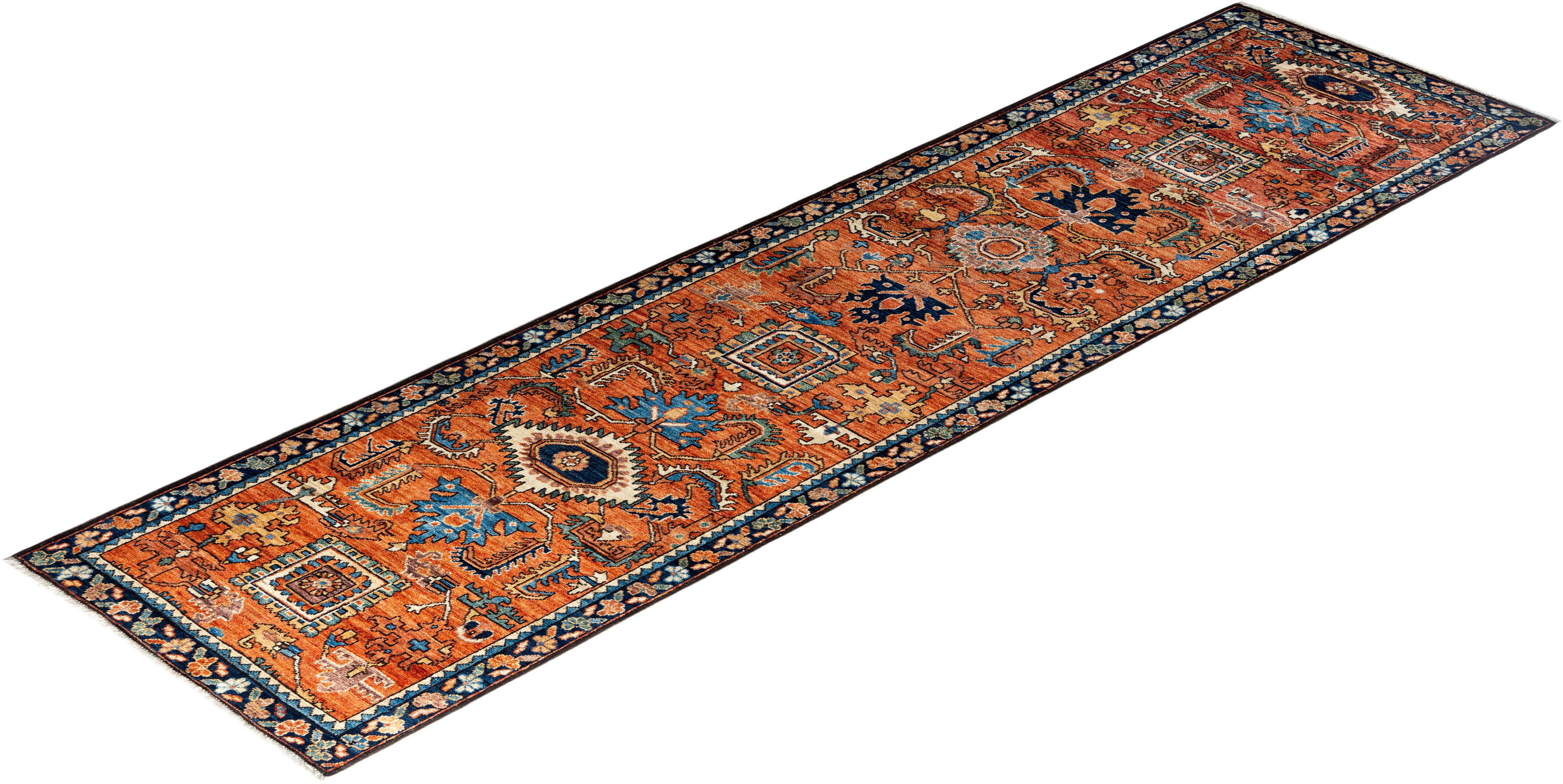 Tapis traditionnel Serapi rouge noué à la main 2' 7