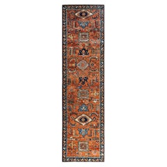Traditional Serapi Hand Knotted Wool Red Runner 2' 7" x 9' 9"