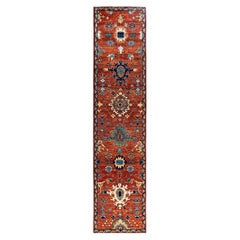 Traditional Serapi Hand Knotted Wool Red Runner 2' 8" x 11' 6"