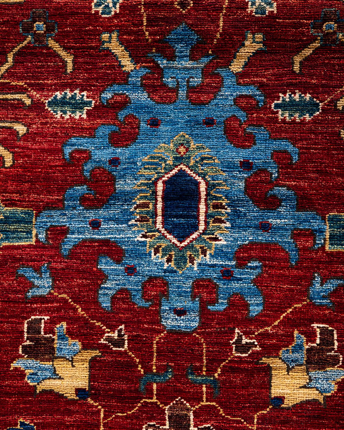 Pakistanais Tapis de couloir traditionnel Serapi rouge noué à la main 2' 8