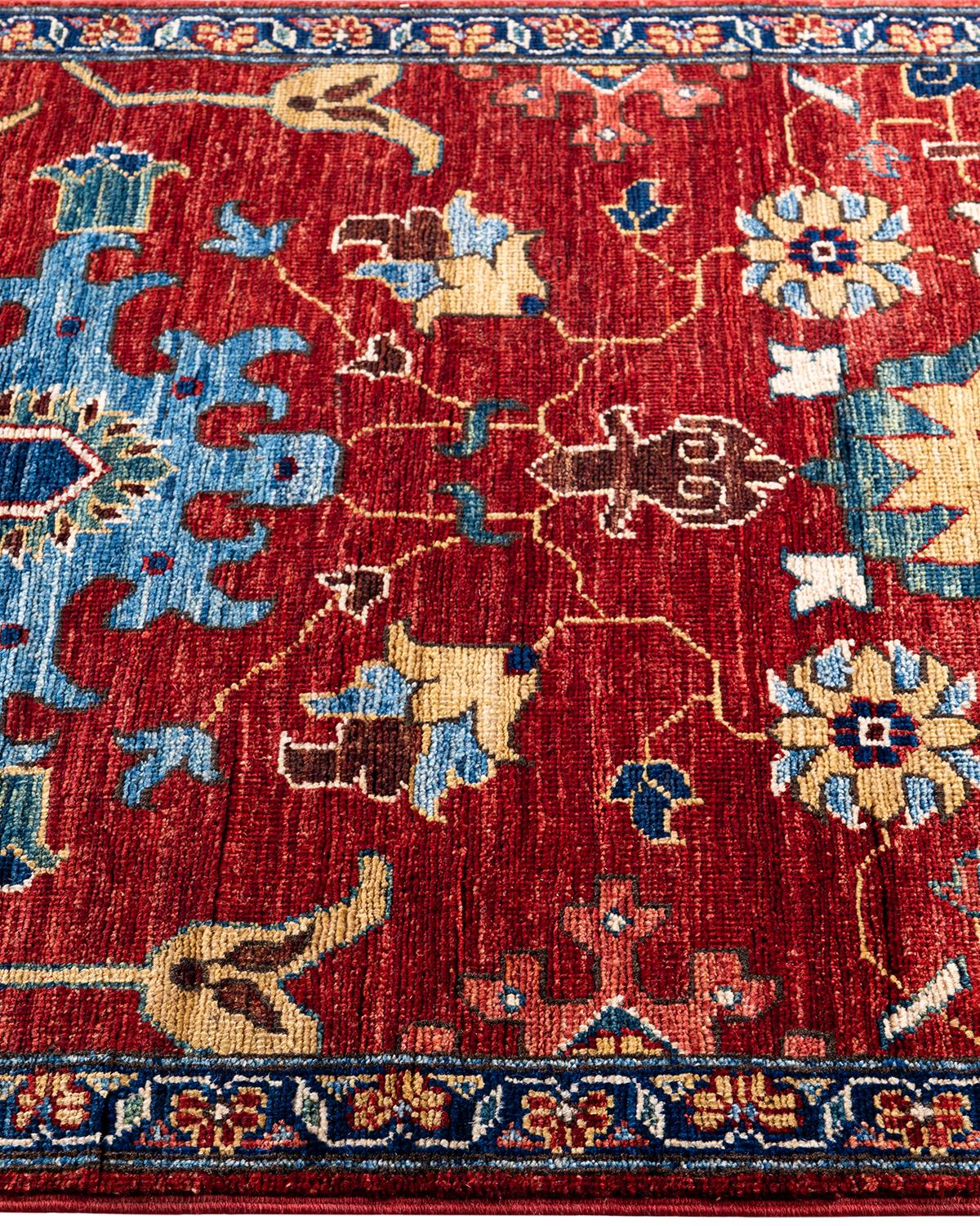 Tapis de couloir traditionnel Serapi rouge noué à la main 2' 8