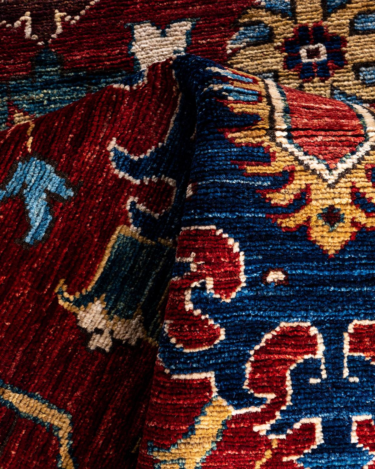 Tapis de couloir traditionnel Serapi rouge noué à la main 2' 8