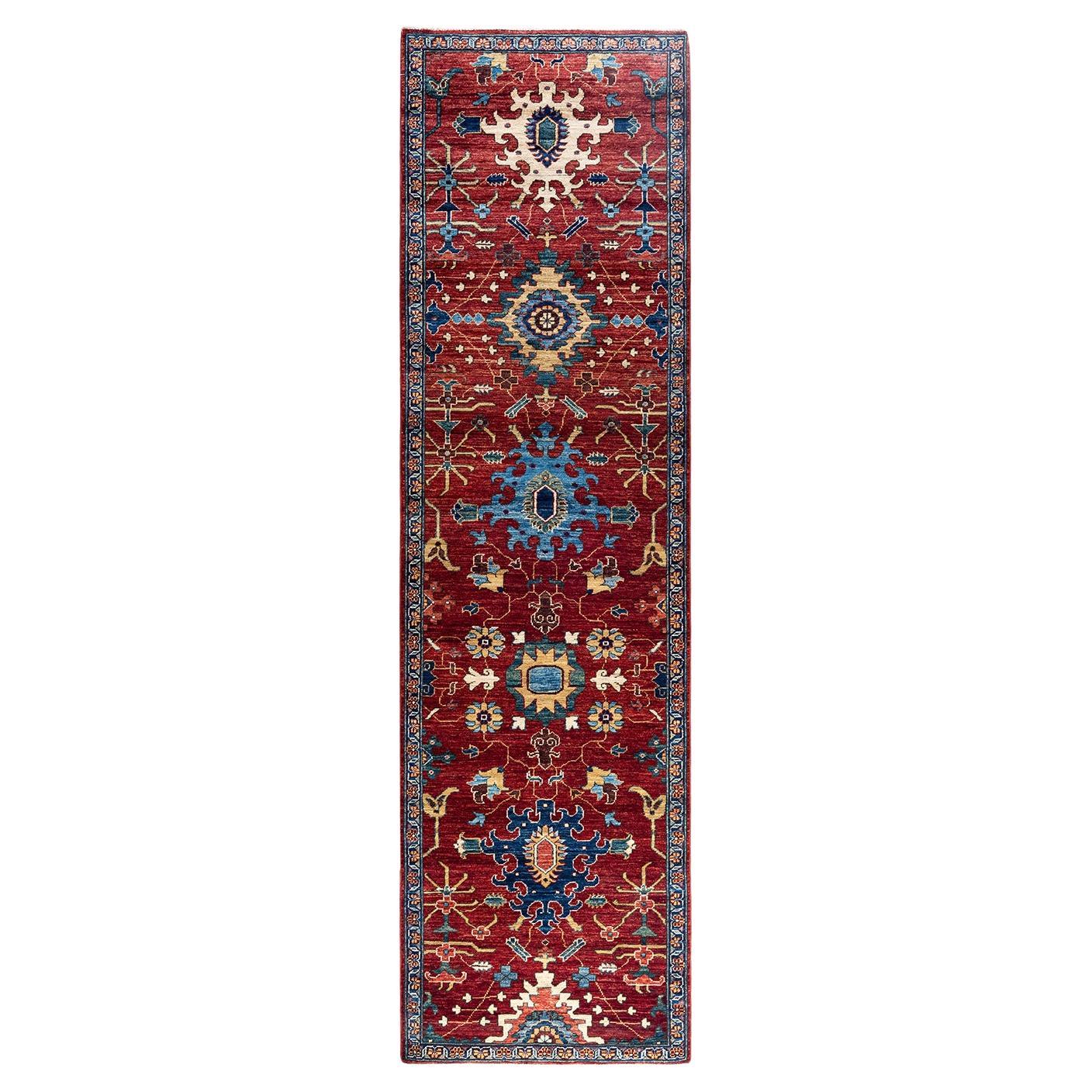 Traditional Serapi Hand Knotted Wool Red Runner 2' 8" x 9' 9"