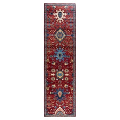 Traditional Serapi Hand Knotted Wool Red Runner 2' 8" x 9' 9"