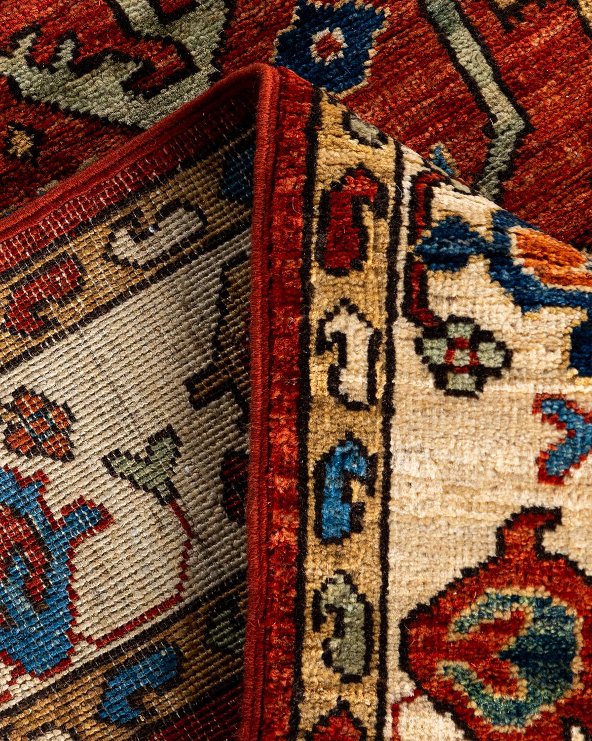 Laine Tapis de couloir traditionnel Serapi rouge noué à la main 2' 9