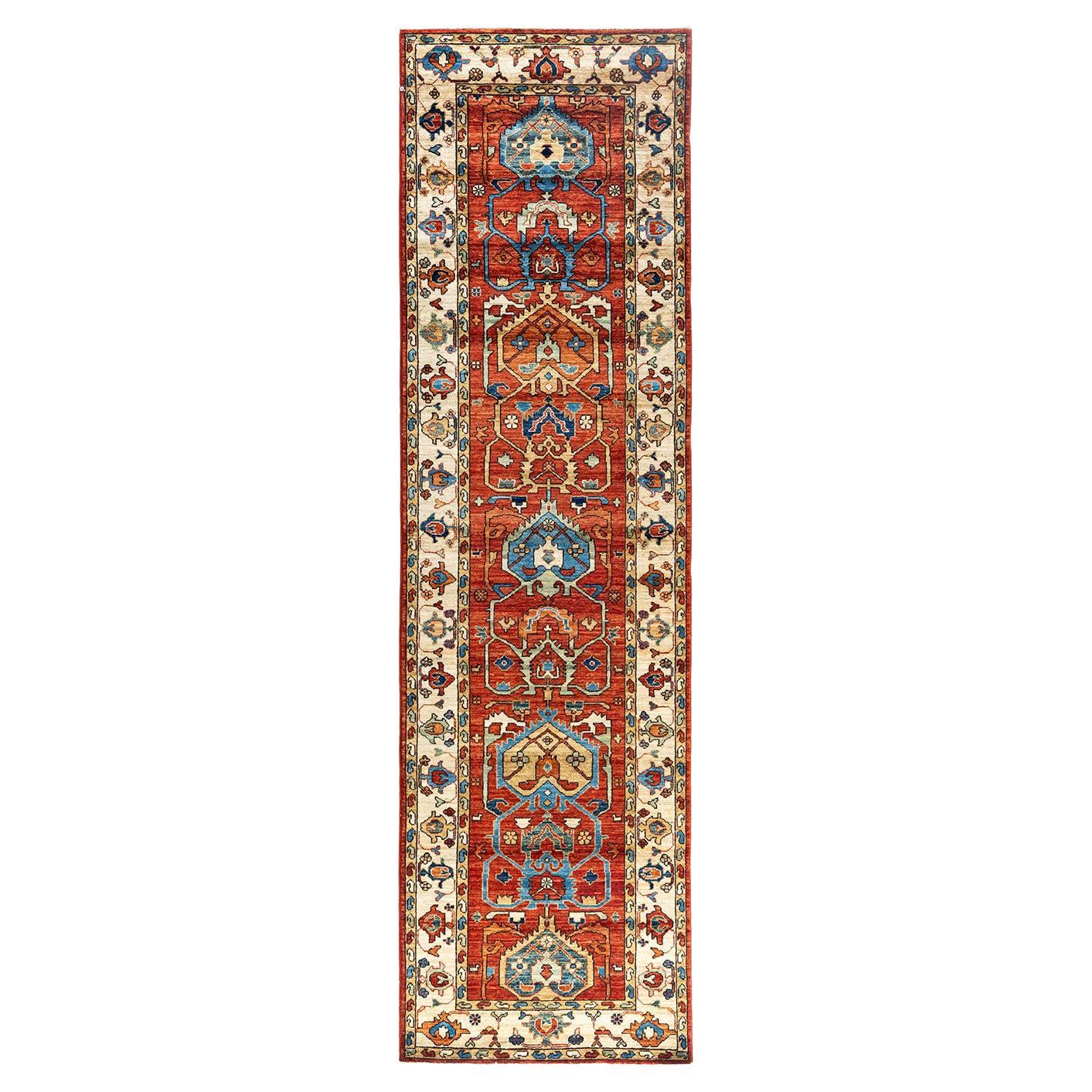 Tapis de couloir traditionnel Serapi rouge noué à la main 2' 9" x 10' 1"