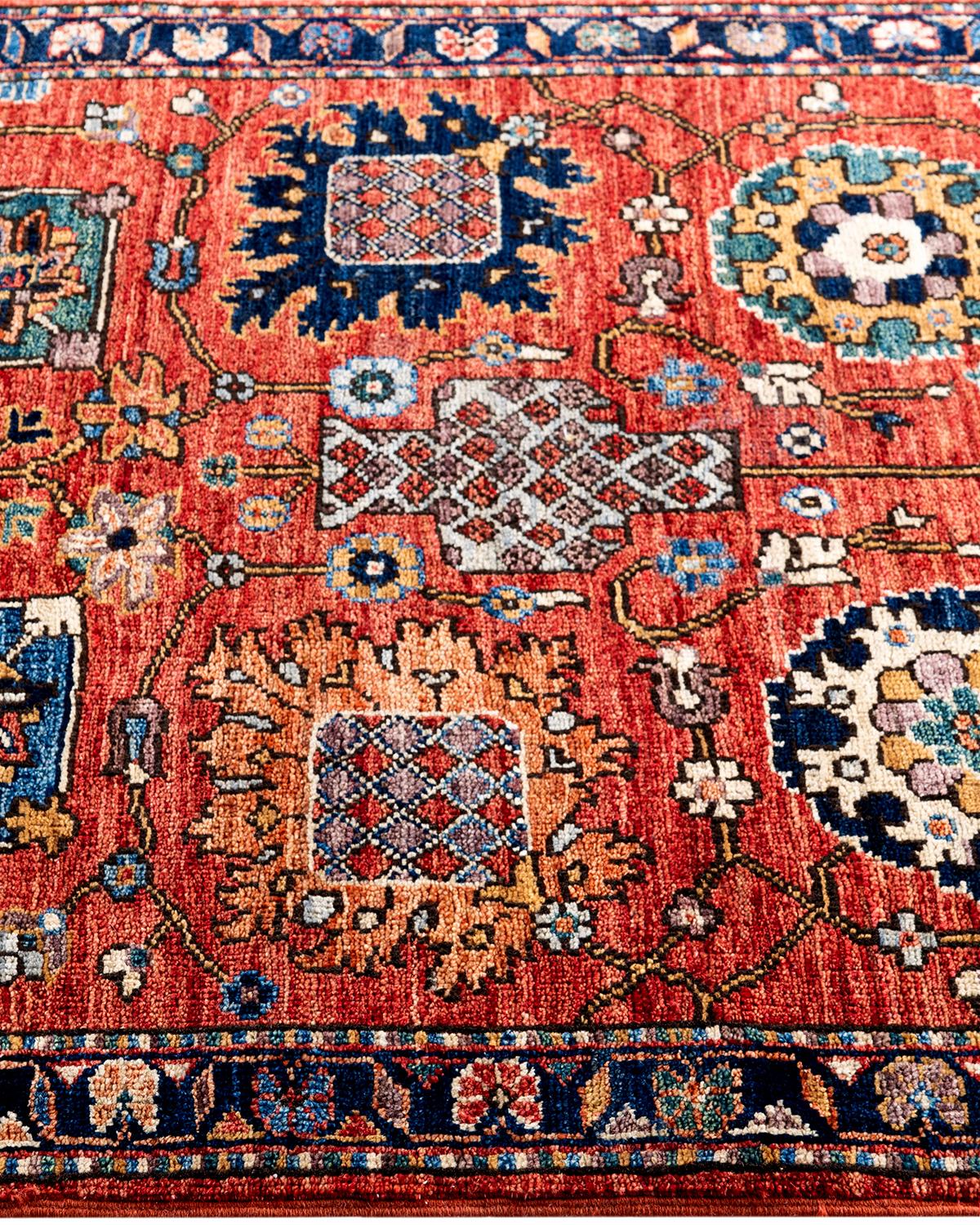 Tapis traditionnel Serapi rouge noué à la main 2' 9
