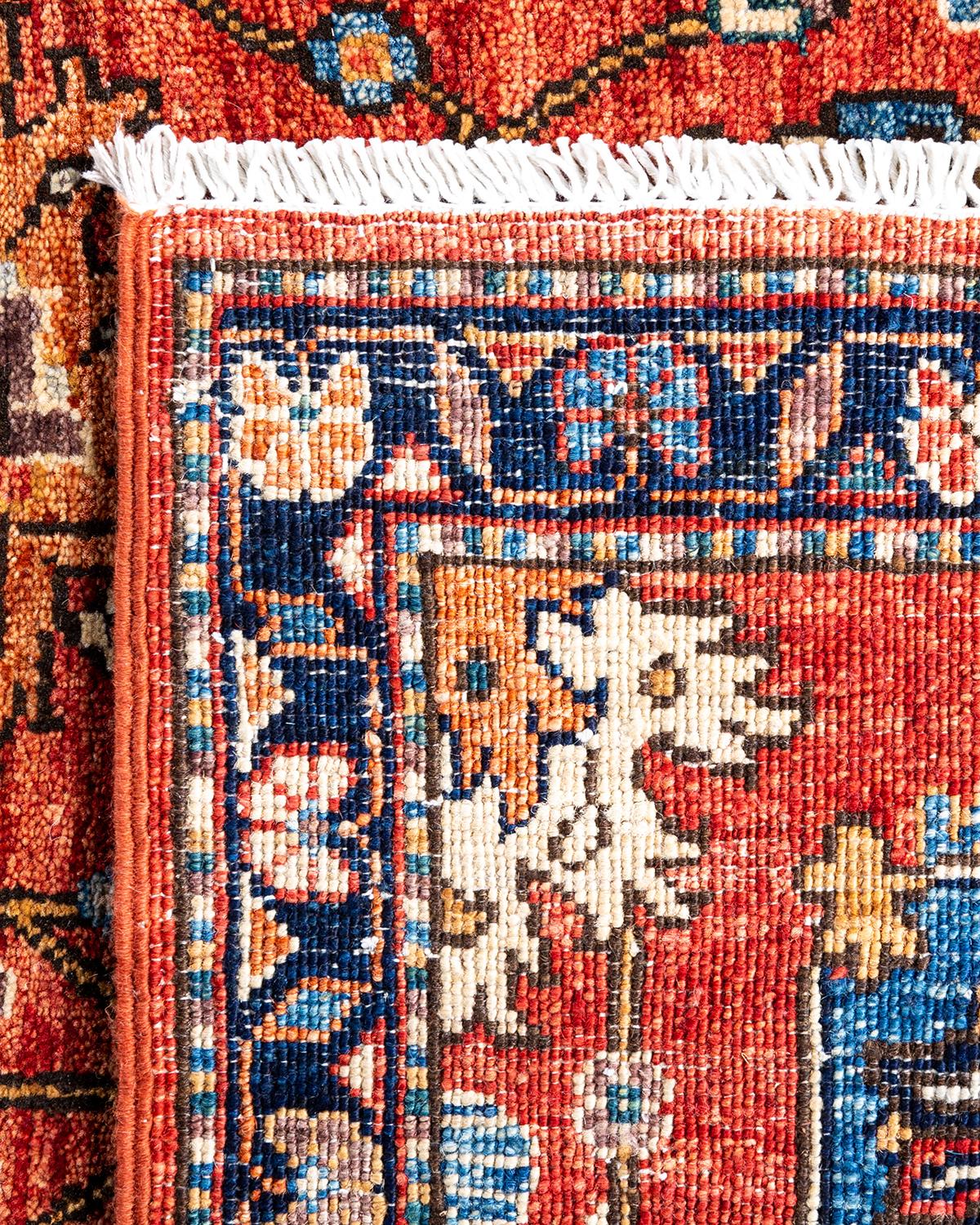 XXIe siècle et contemporain Tapis traditionnel Serapi rouge noué à la main 2' 9