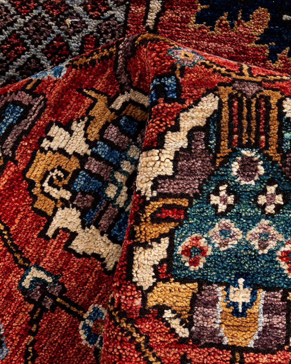 Tapis traditionnel Serapi rouge noué à la main 2' 9
