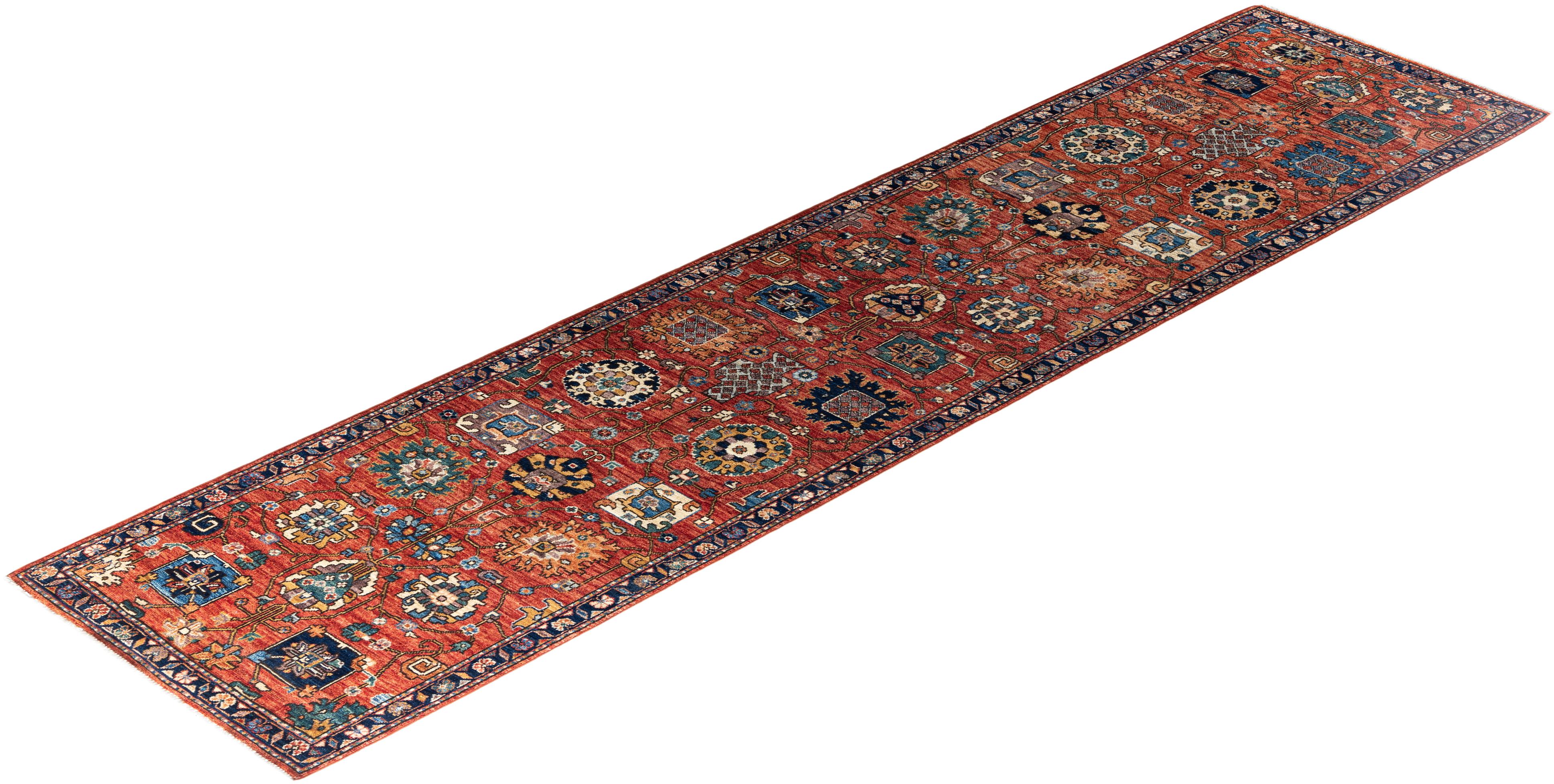 Tapis traditionnel Serapi rouge noué à la main 2' 9